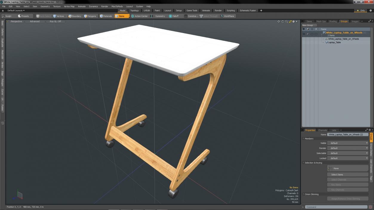 3D White Laptop Table on Wheels model