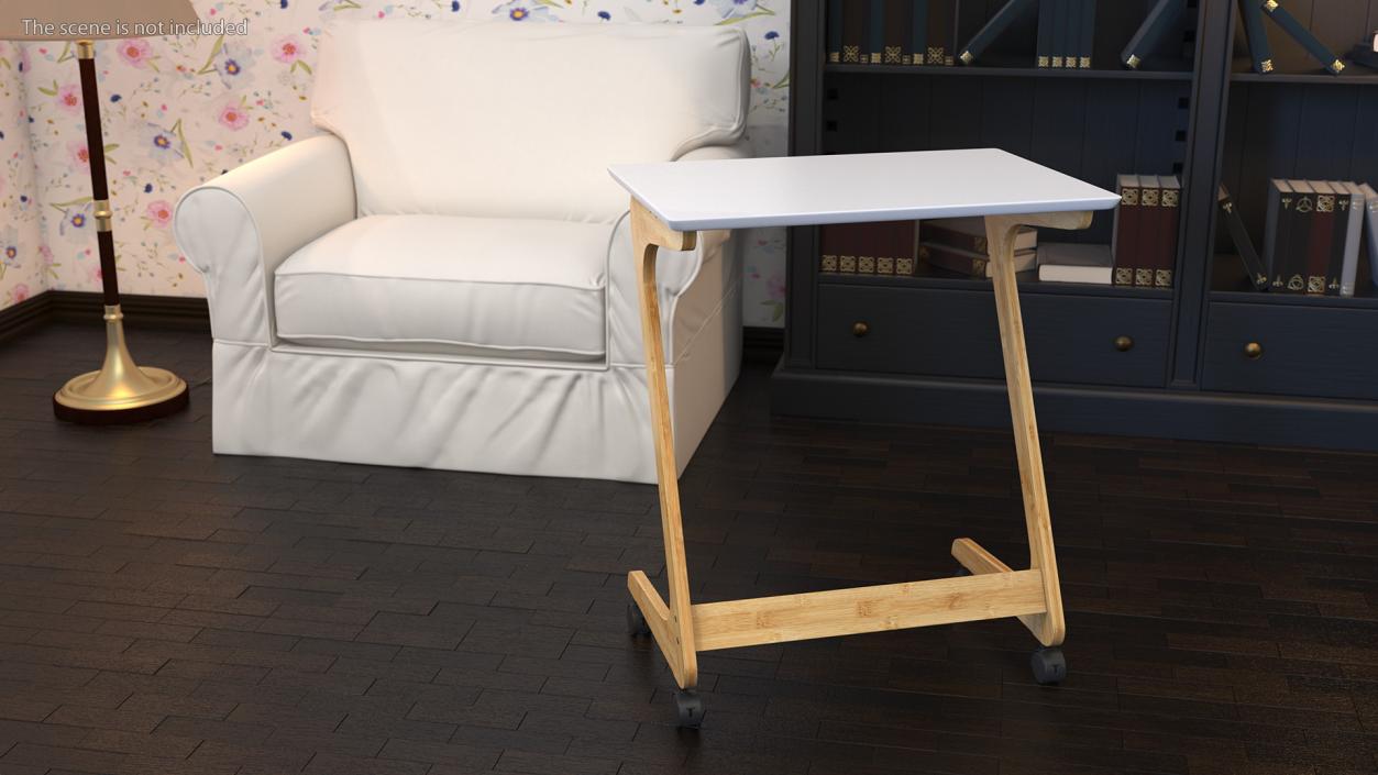 3D White Laptop Table on Wheels model