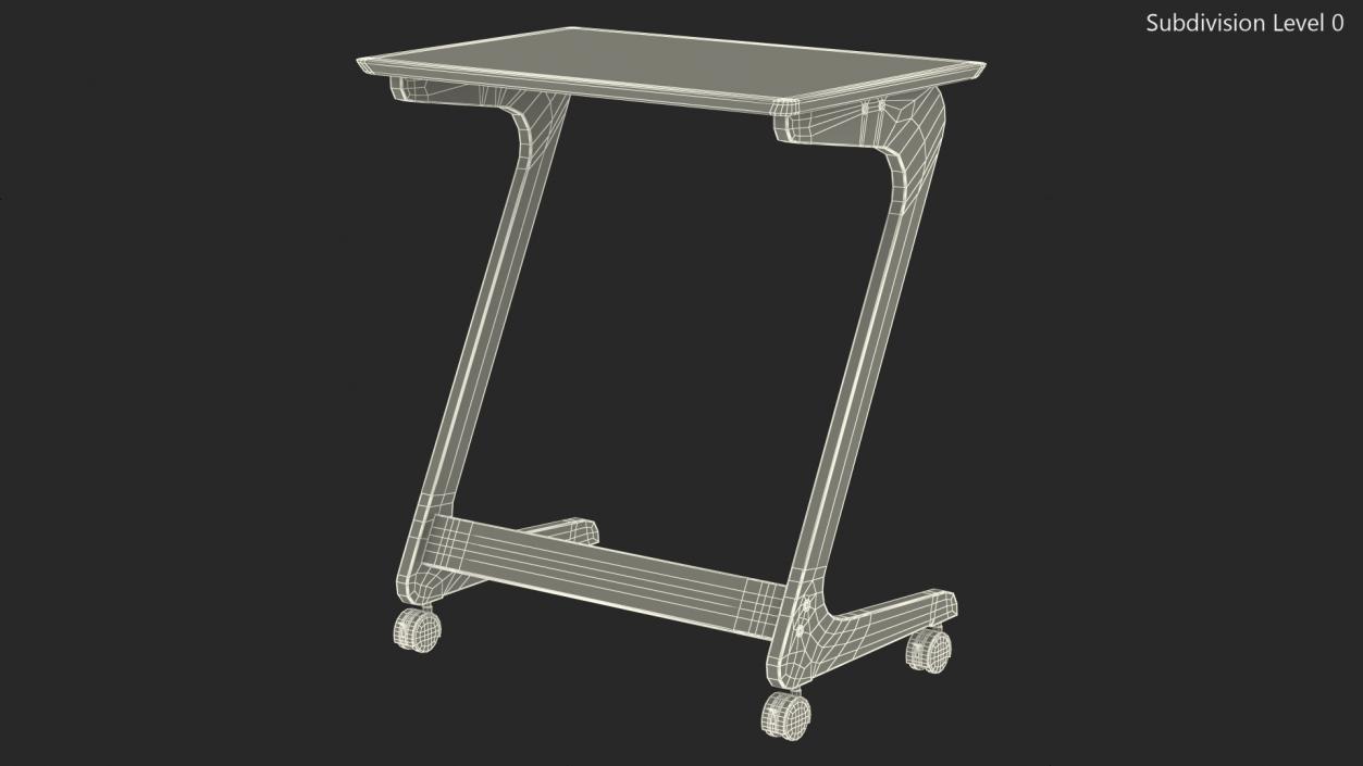 3D White Laptop Table on Wheels model