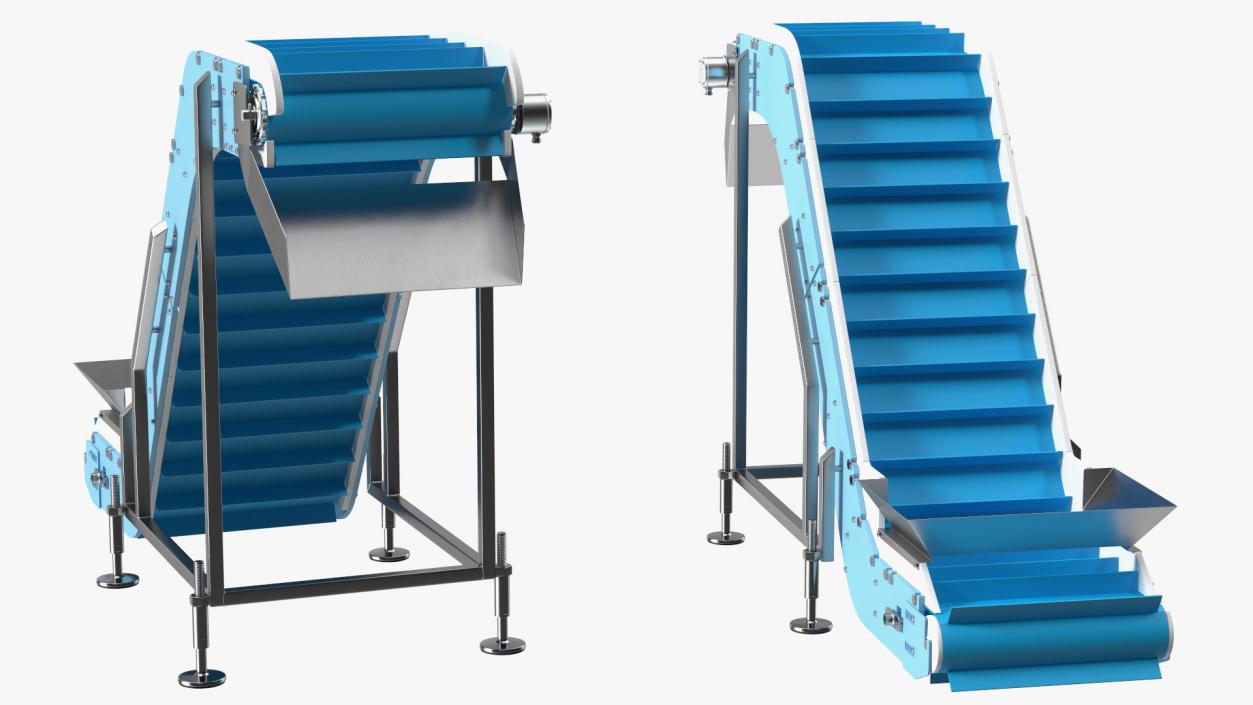 3D model Incline Conveyor With Hopper Rigged