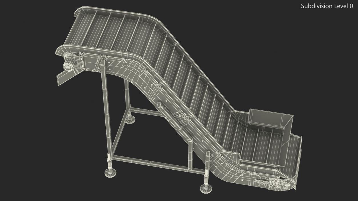 3D model Incline Conveyor With Hopper Rigged