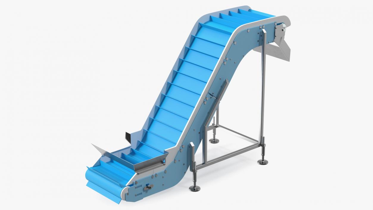 3D model Incline Conveyor With Hopper Rigged