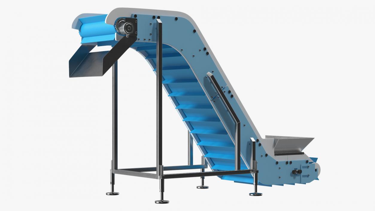 3D model Incline Conveyor With Hopper Rigged