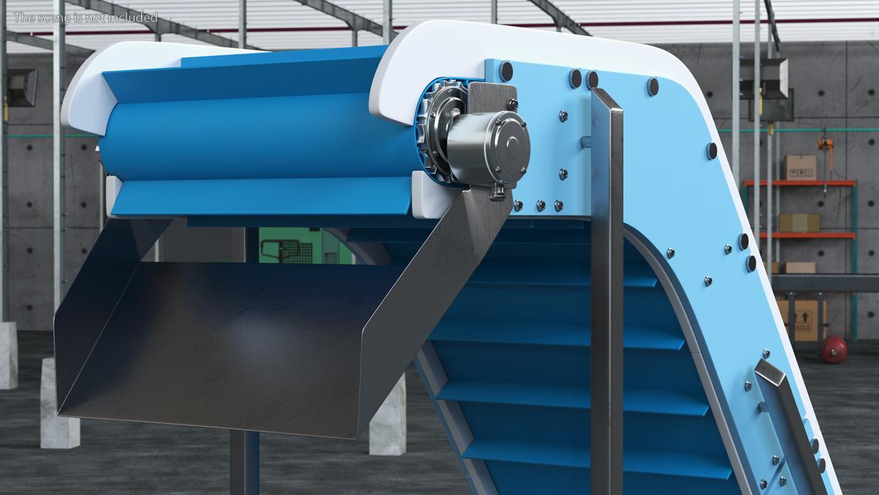 3D model Incline Conveyor With Hopper Rigged