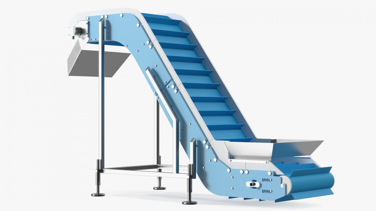 3D model Incline Conveyor With Hopper Rigged