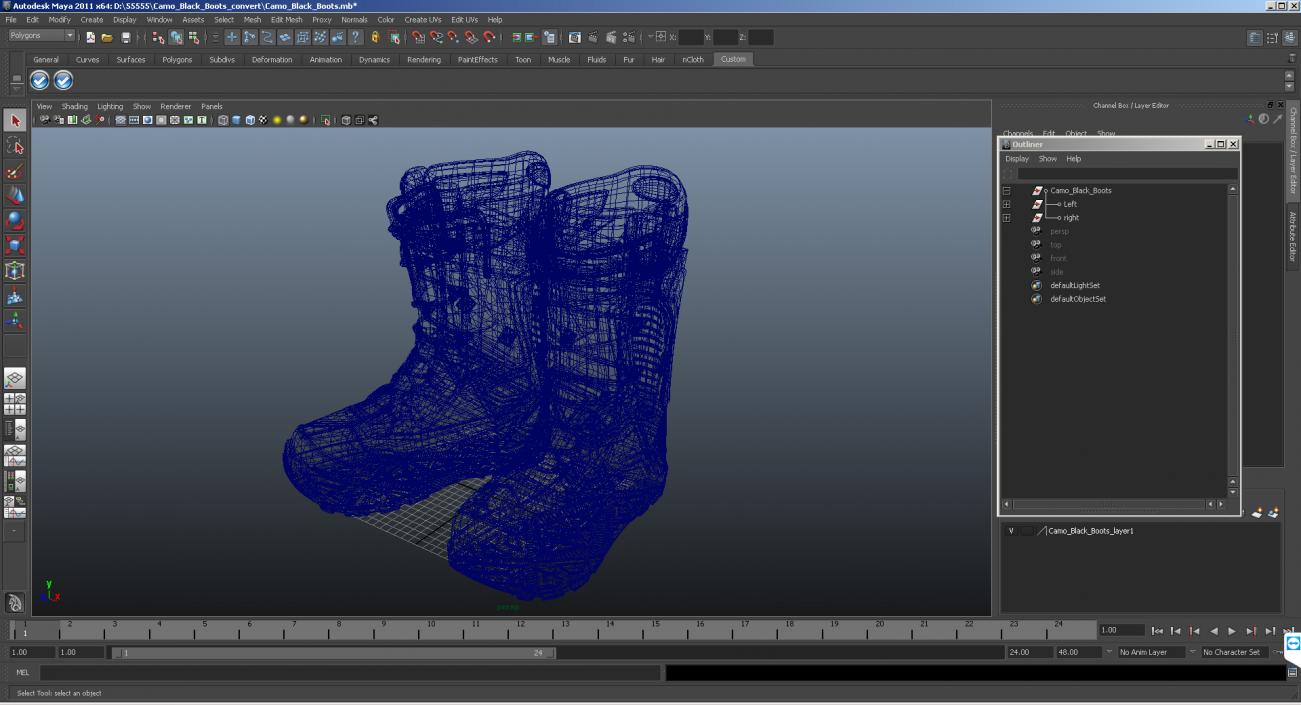 3D Camo Black Boots