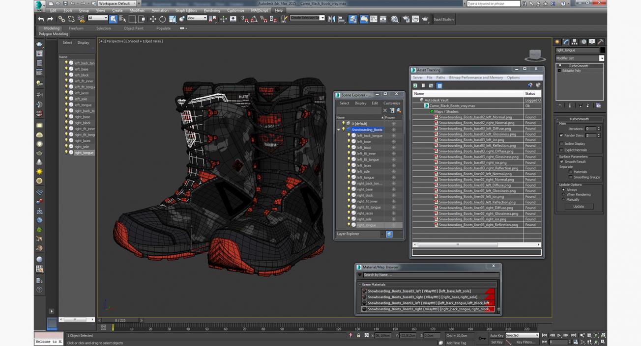 3D Camo Black Boots