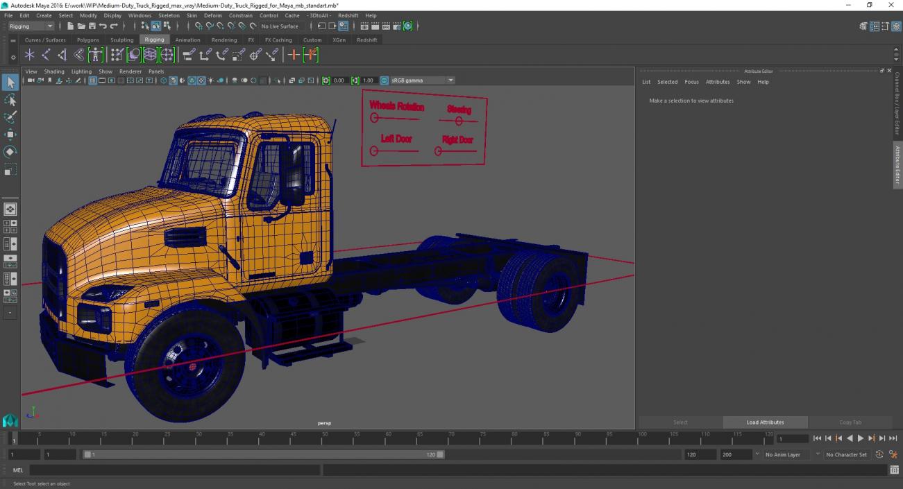 3D Medium-Duty Truck Rigged for Maya model