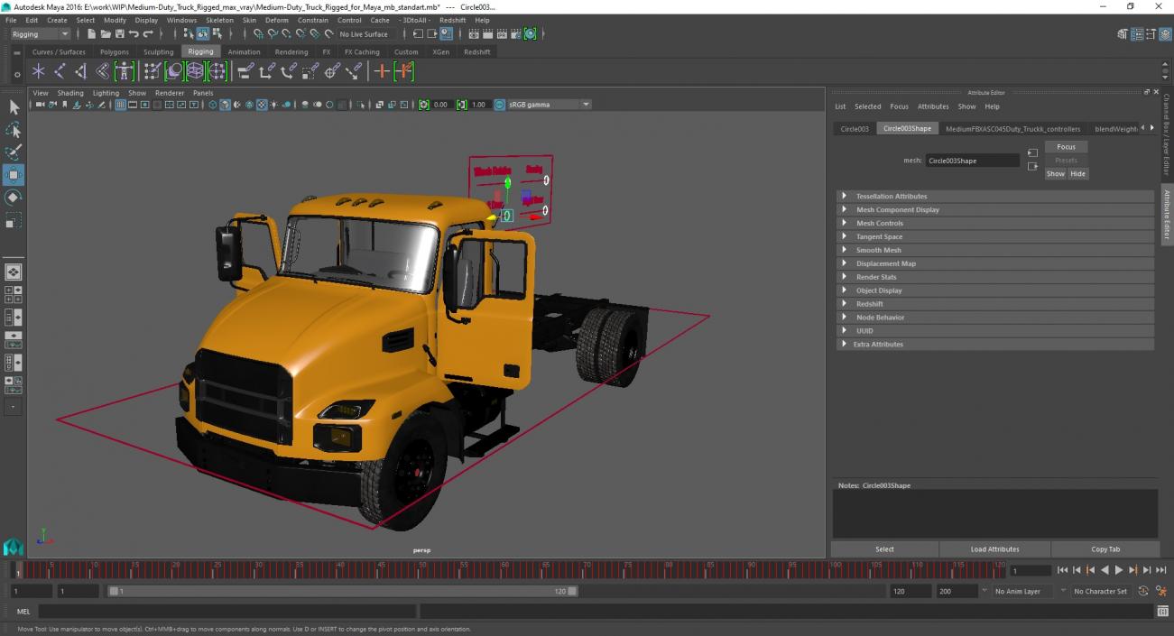 3D Medium-Duty Truck Rigged for Maya model