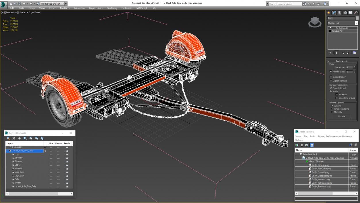 3D U-Haul Axle Tow Dolly