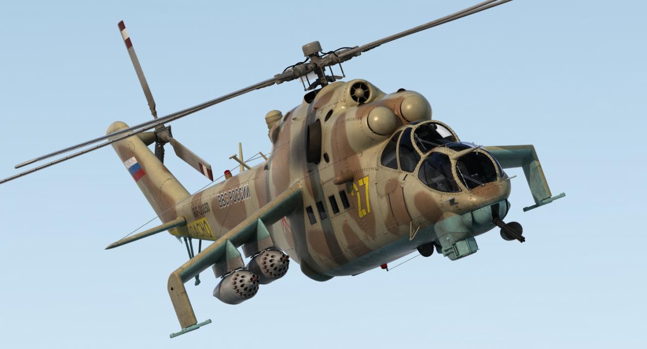 3D Russian Attack Helicopter Mil Mi-24B Hind Rigged model