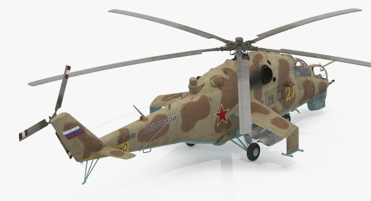 3D Russian Attack Helicopter Mil Mi-24B Hind Rigged model