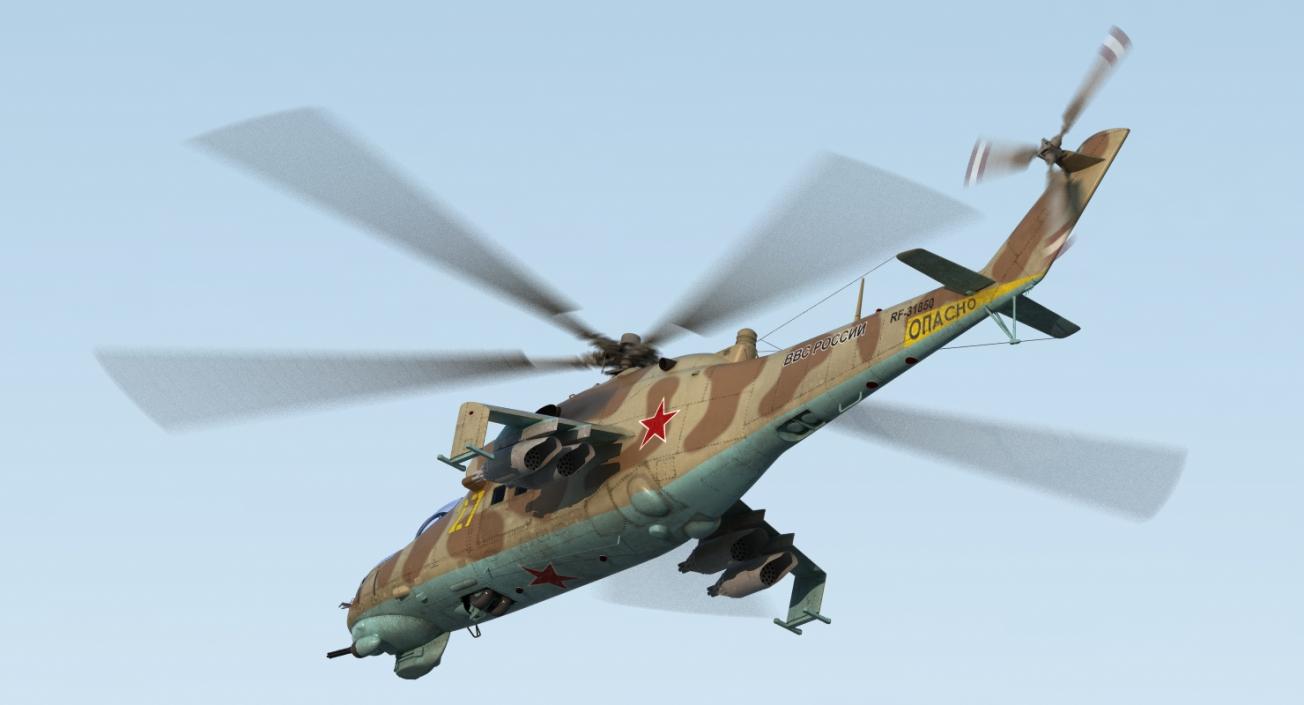 3D Russian Attack Helicopter Mil Mi-24B Hind Rigged model