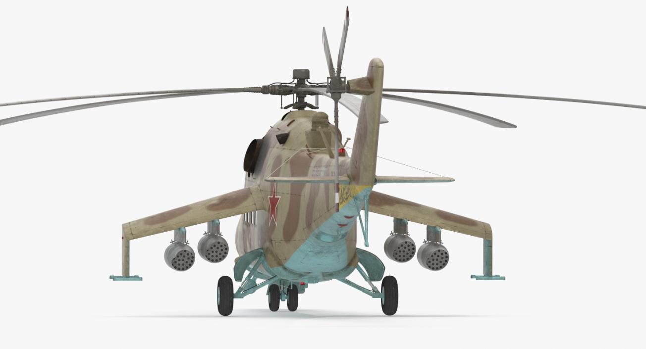 3D Russian Attack Helicopter Mil Mi-24B Hind Rigged model