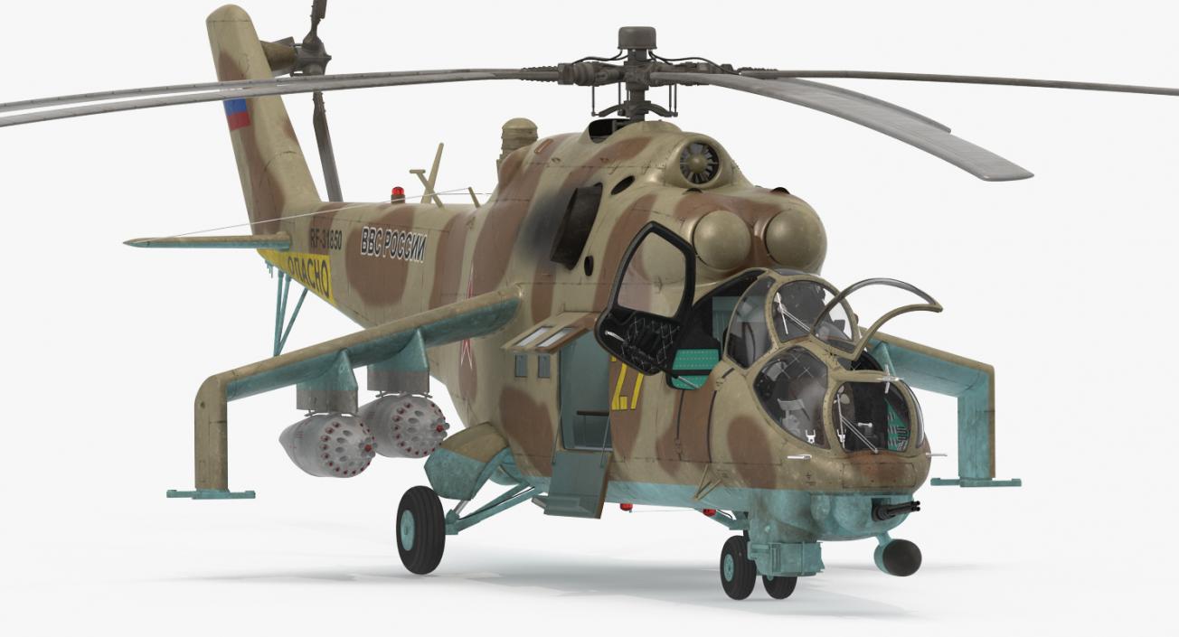 3D Russian Attack Helicopter Mil Mi-24B Hind Rigged model