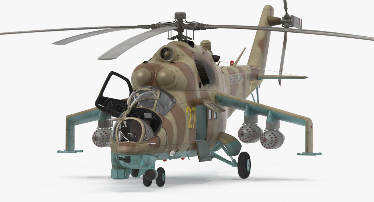 3D Russian Attack Helicopter Mil Mi-24B Hind Rigged model