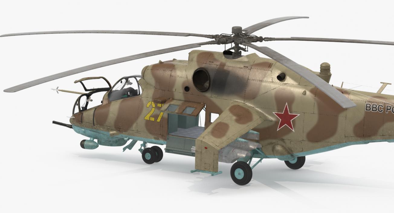 3D Russian Attack Helicopter Mil Mi-24B Hind Rigged model