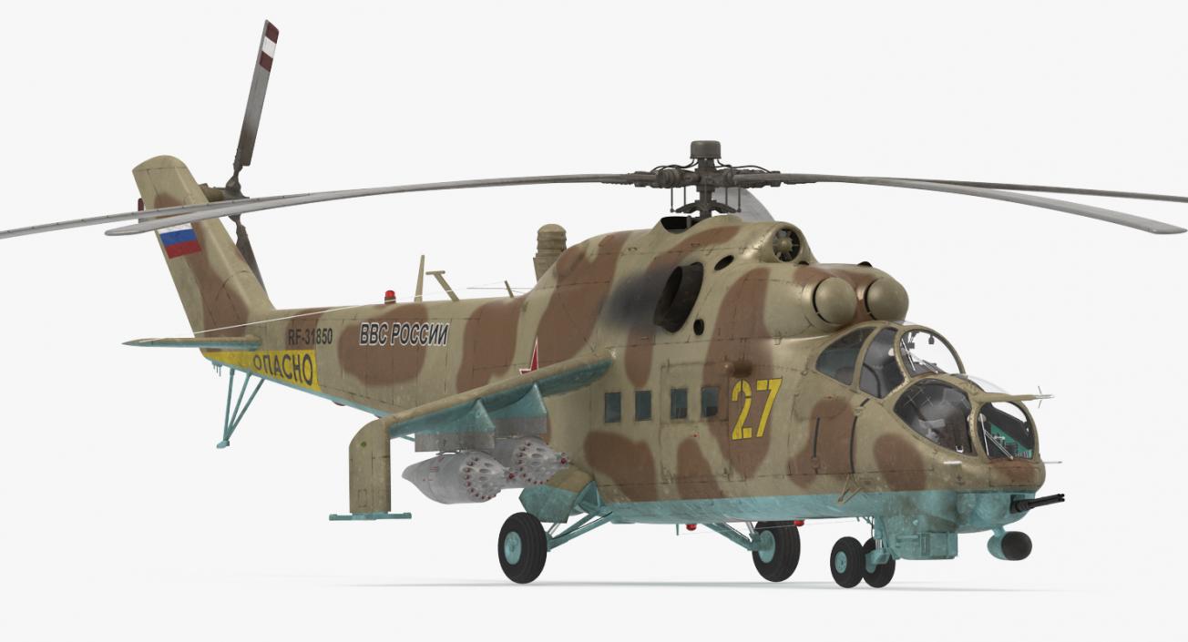 3D Russian Attack Helicopter Mil Mi-24B Hind Rigged model