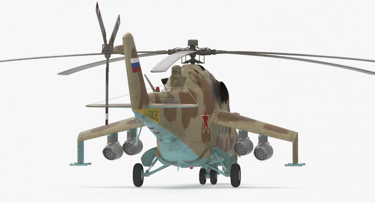 3D Russian Attack Helicopter Mil Mi-24B Hind Rigged model