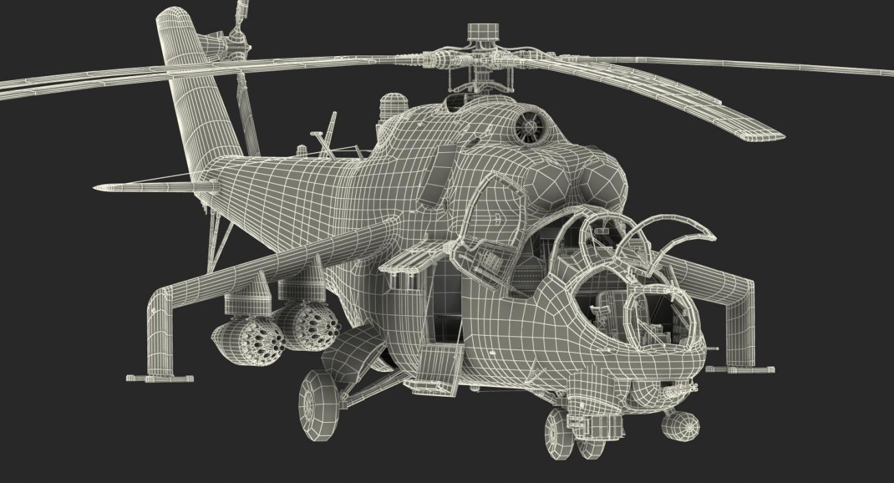 3D Russian Attack Helicopter Mil Mi-24B Hind Rigged model