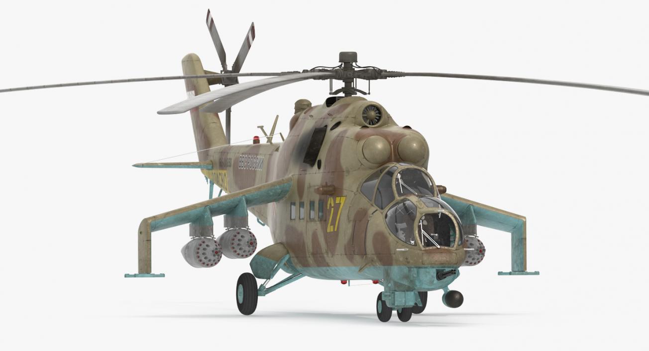 3D Russian Attack Helicopter Mil Mi-24B Hind Rigged model