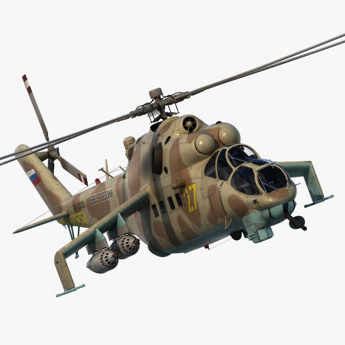 3D Russian Attack Helicopter Mil Mi-24B Hind Rigged model