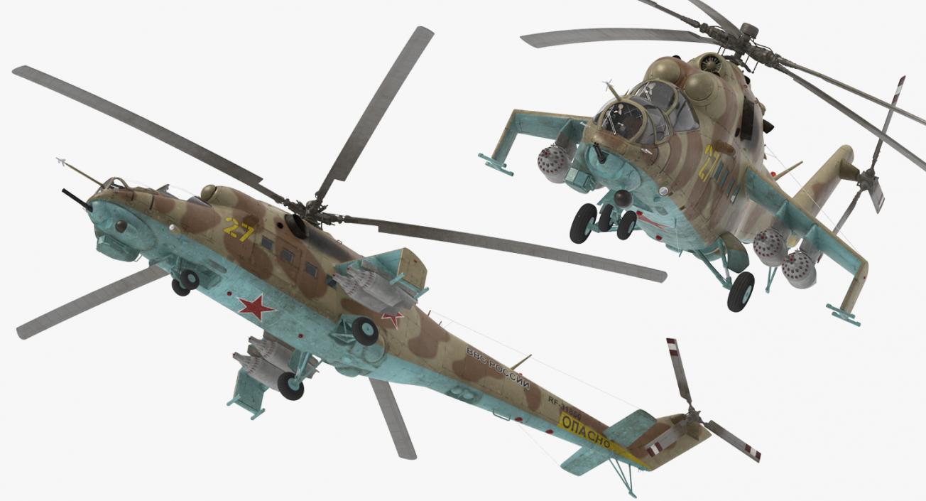 3D Russian Attack Helicopter Mil Mi-24B Hind Rigged model