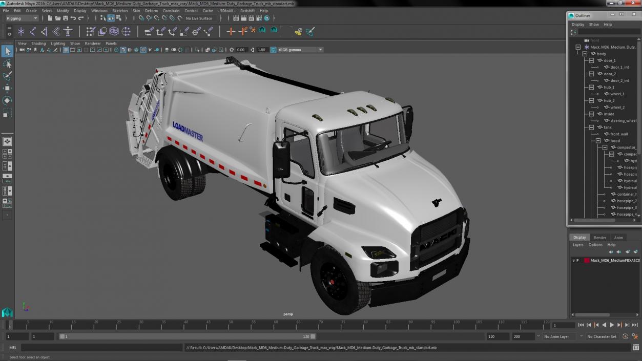 Mack MD6 Medium-Duty Garbage Truck 3D model