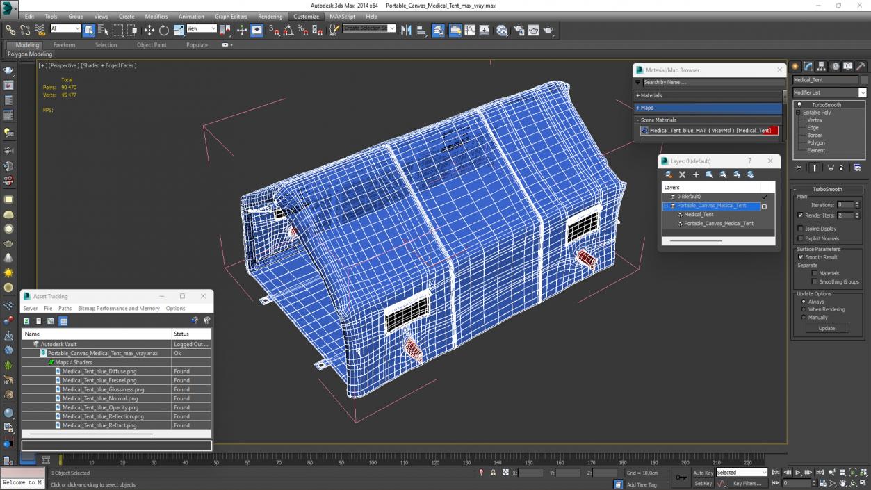 3D Portable Canvas Medical Tent model