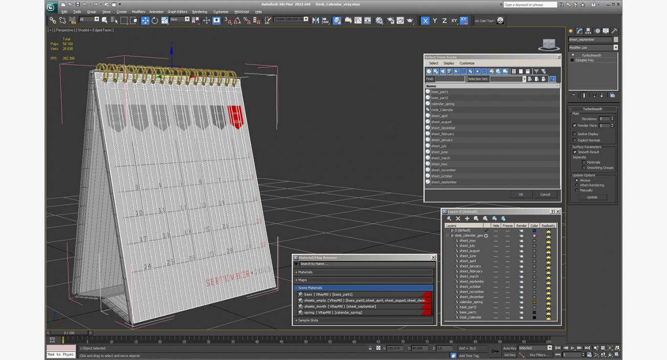 3D Desk Calendar model