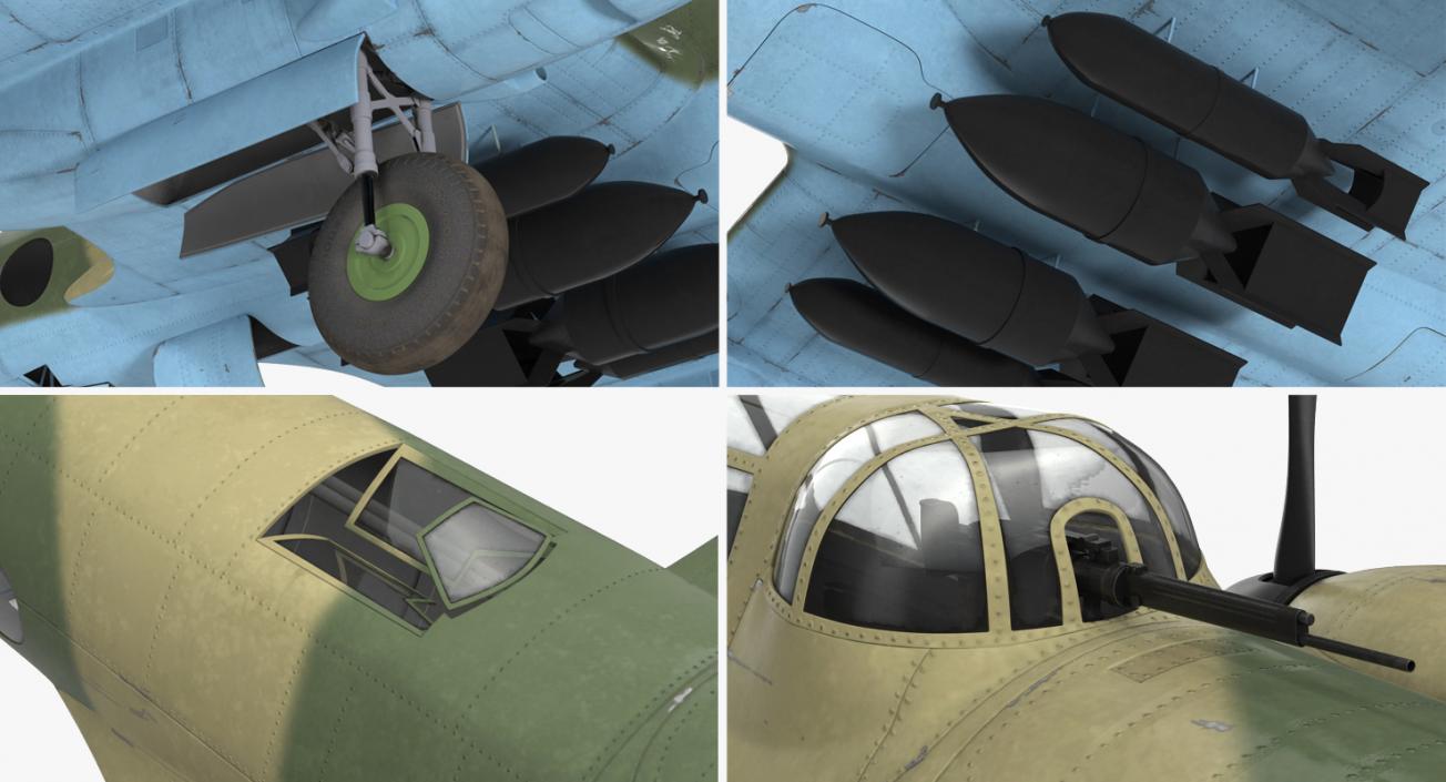 3D model WWII Rigged Bombers Collection