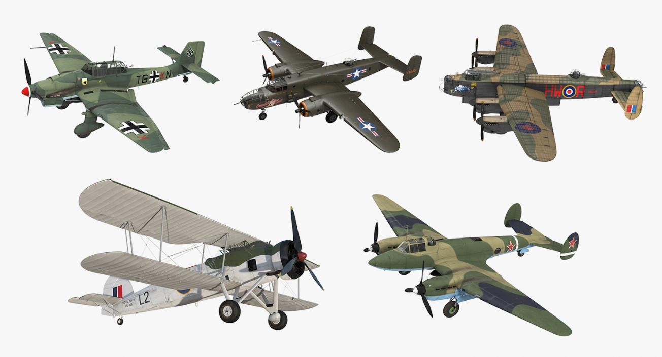 3D model WWII Rigged Bombers Collection