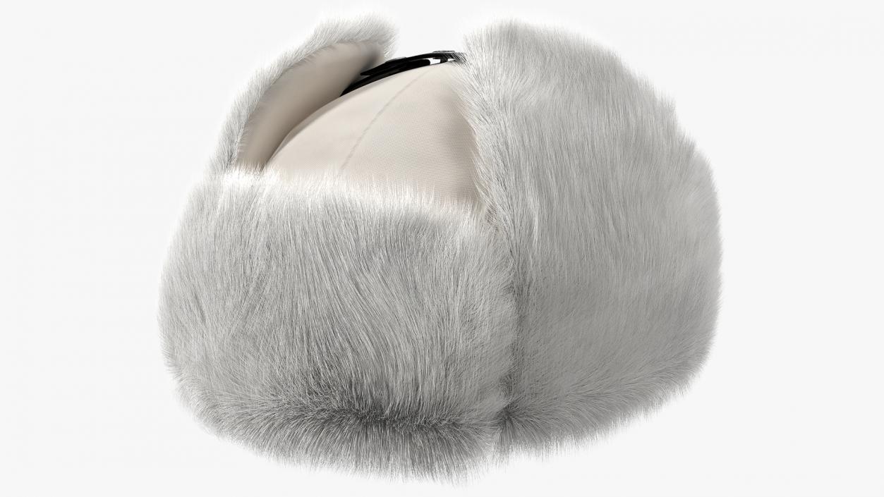 3D Trapper Winter Hat White Fur model