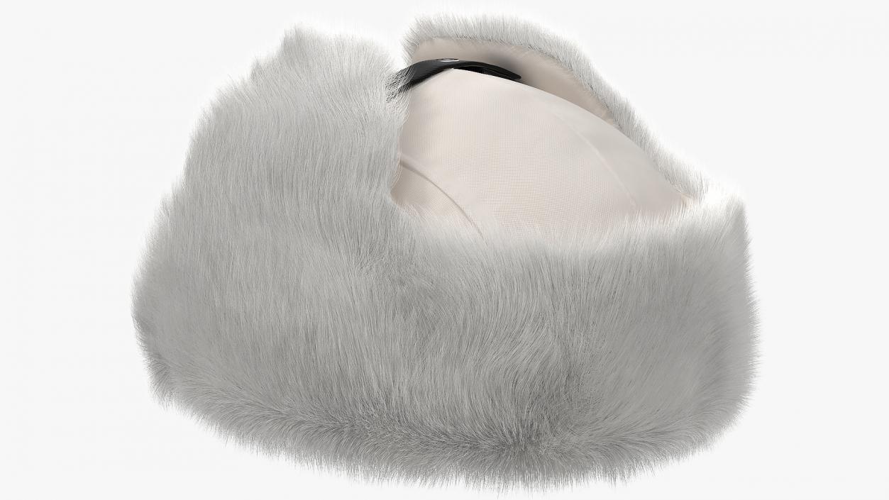 3D Trapper Winter Hat White Fur model