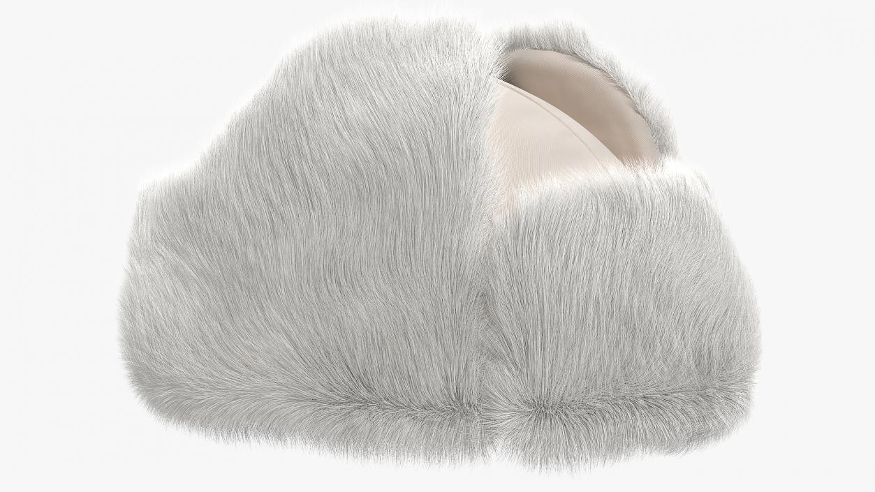 3D Trapper Winter Hat White Fur model