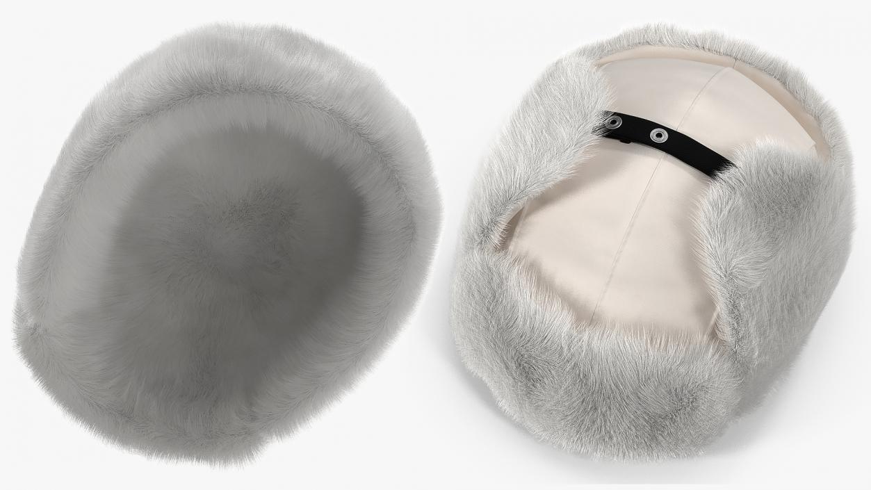 3D Trapper Winter Hat White Fur model