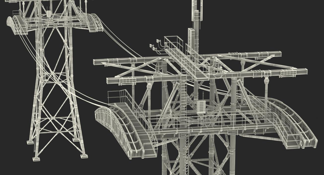 3D Gondola Lift Towers with Cables