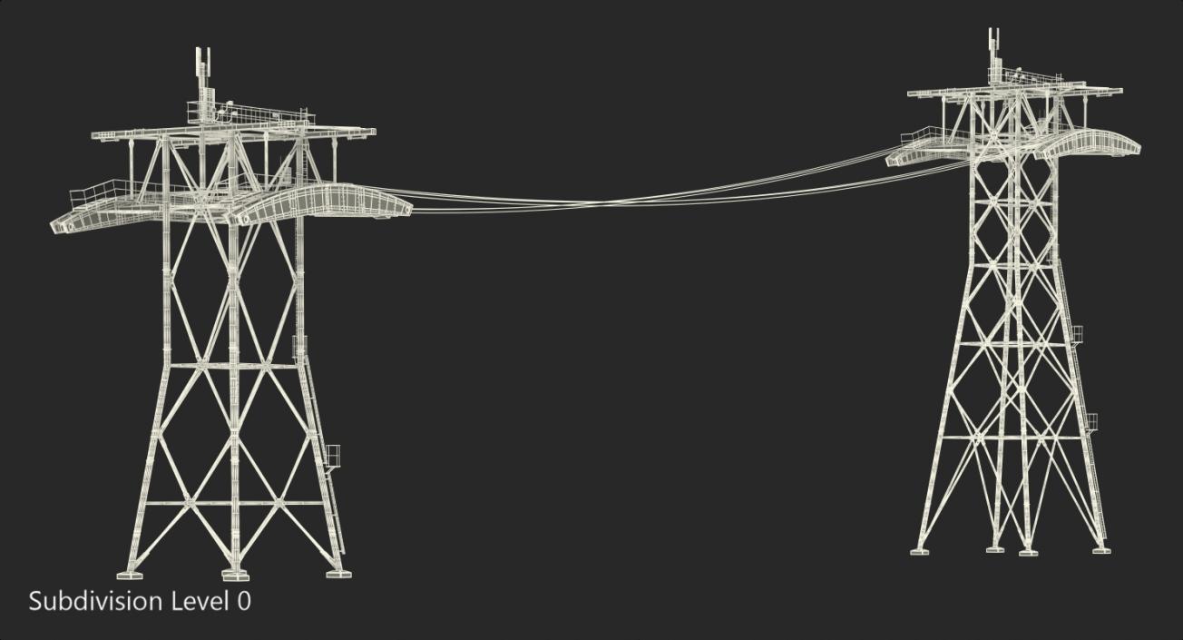 3D Gondola Lift Towers with Cables