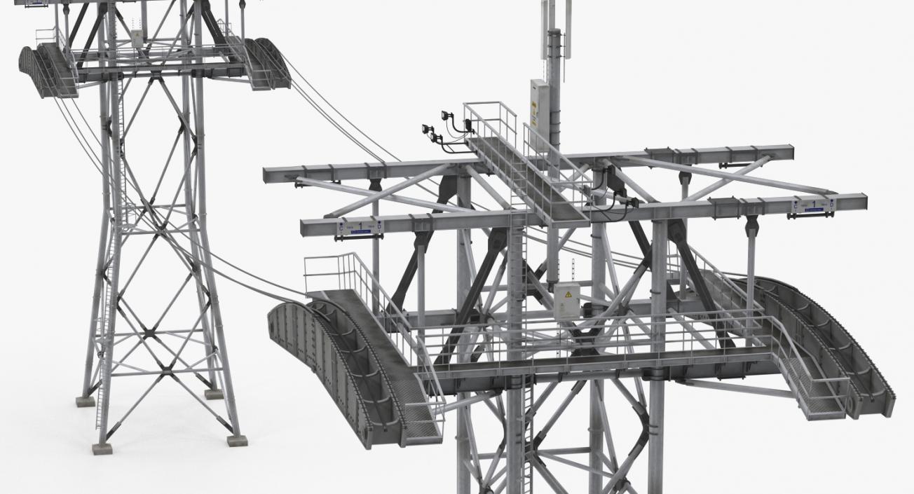 3D Gondola Lift Towers with Cables