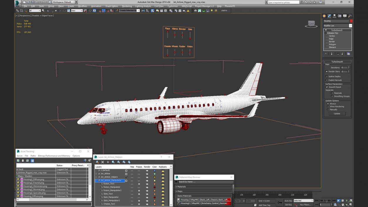 Jet Airliner Rigged 3D model