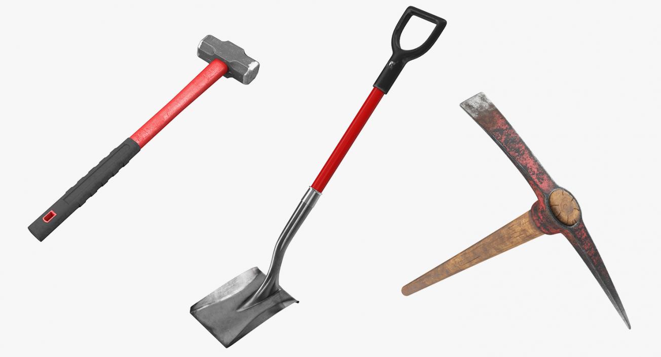 3D Pickaxe Shovel and Hammer Collection