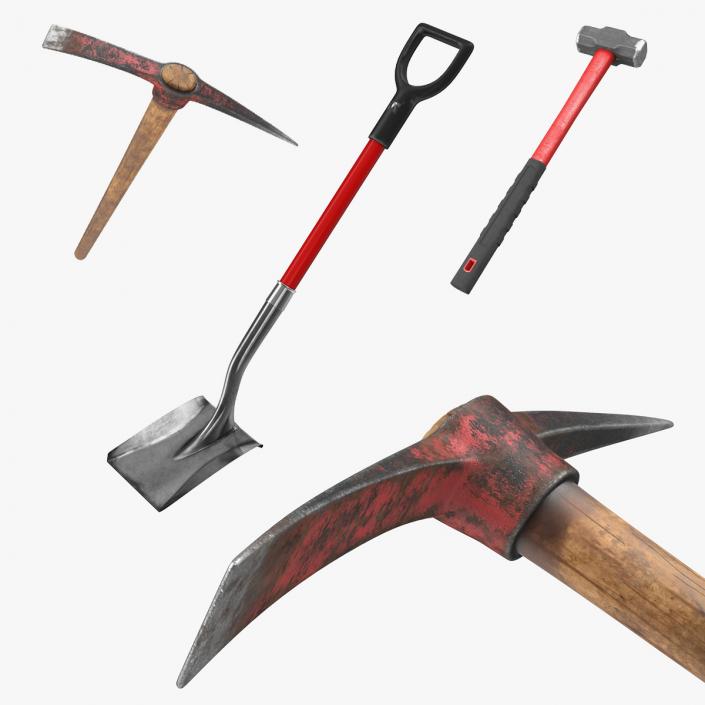 3D Pickaxe Shovel and Hammer Collection