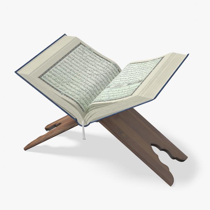 3D Holy Quran on Stand Blue Open 2