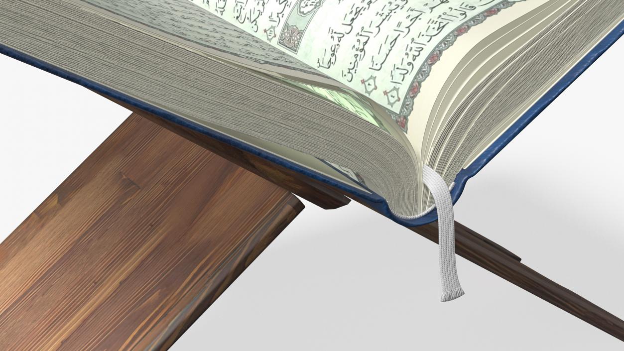 3D Holy Quran on Stand Blue Open 2