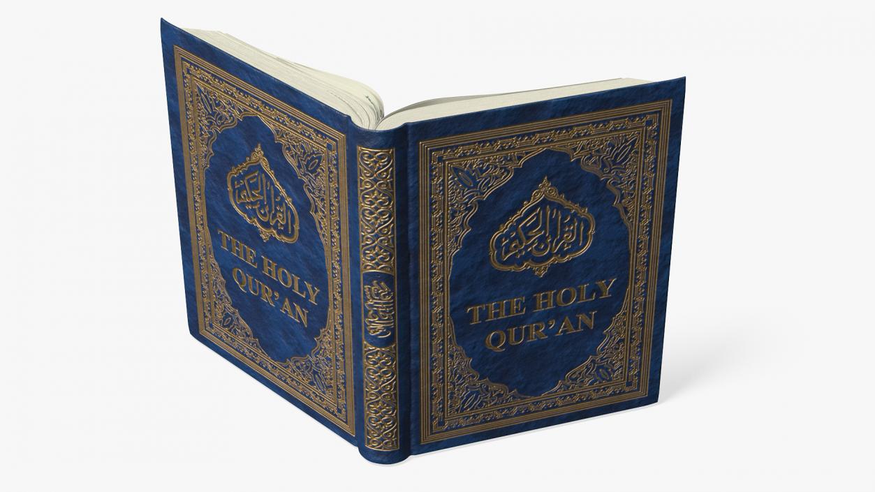 3D Holy Quran on Stand Blue Open 2