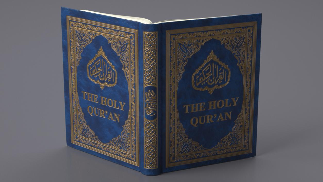 3D Holy Quran on Stand Blue Open 2