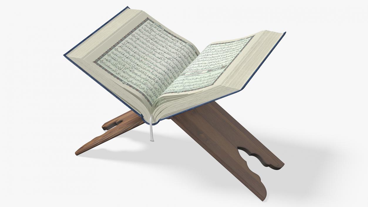 3D Holy Quran on Stand Blue Open 2