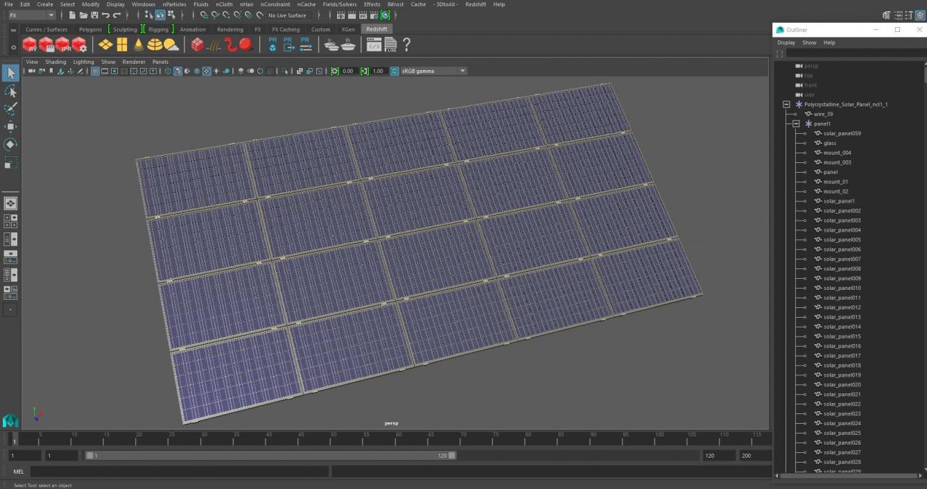 Polycrystalline Solar Panel 3D