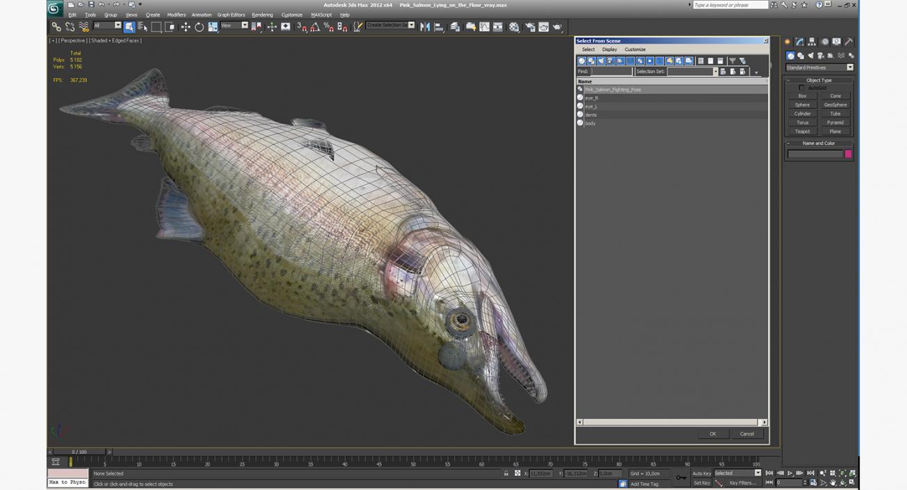 3D model Pink Salmon Lying on the Floor