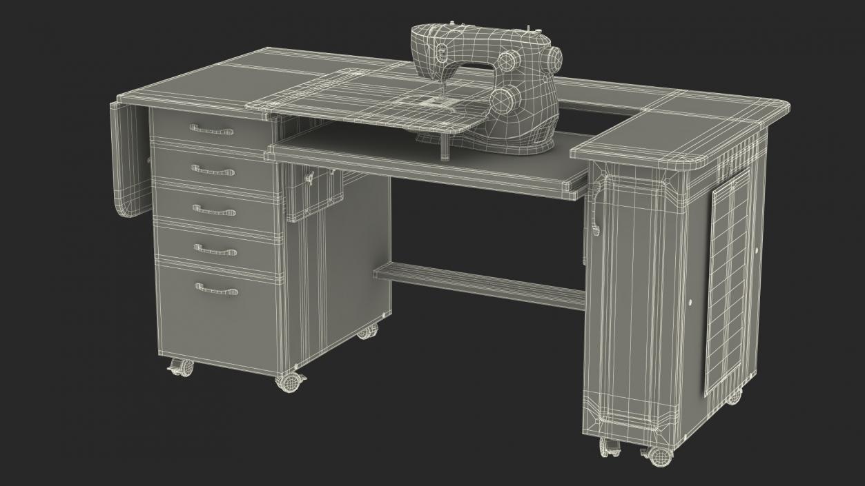 Horn Sewing Machine Cabinet 3D